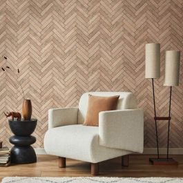 Papier peint effet pierre chevrons beige