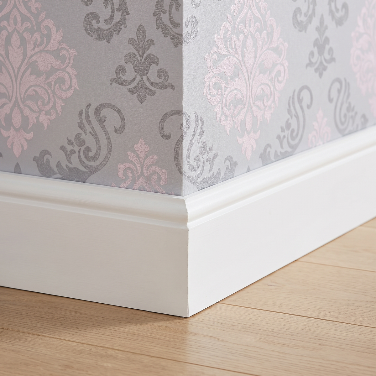 Papier peint motif floral romantique rose et gris