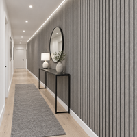 Papier peint 3D effet bois gris dans un couloir