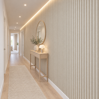 Papier peint 3D effet bois beige dans un couloir