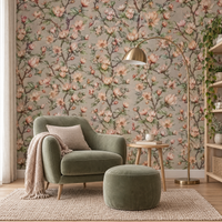 Papier peint floral magnolias dans un coin lecture