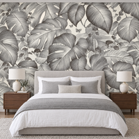 Papier peint jungle singe gris et blanc dans une chambre