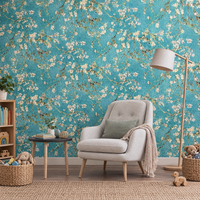 Papier peint Van Gogh Amandier en Fleur turquoise dans une salle de jeux et de lecture
